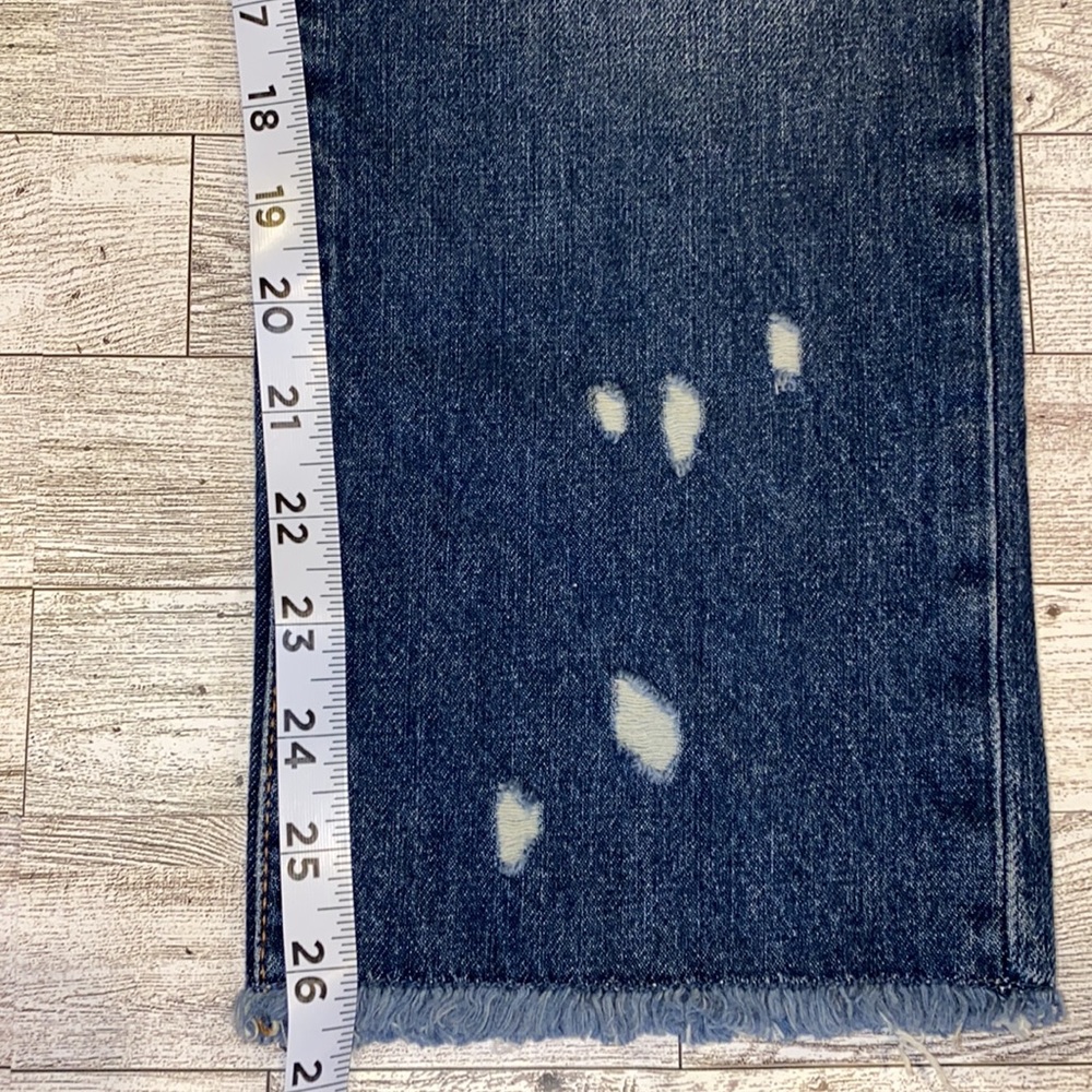 Zara Z1975 Denim Distressed Ripped Raw Hem Boyfriend Jeans Size 4 - Picture 8 of 13
